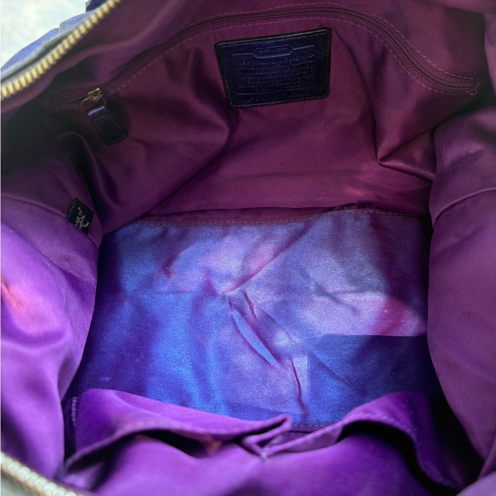👀 Coach Iridescent Blue and Purple Ashley Satchel UPCYCLED OOAK EUC - Picture 10 of 11